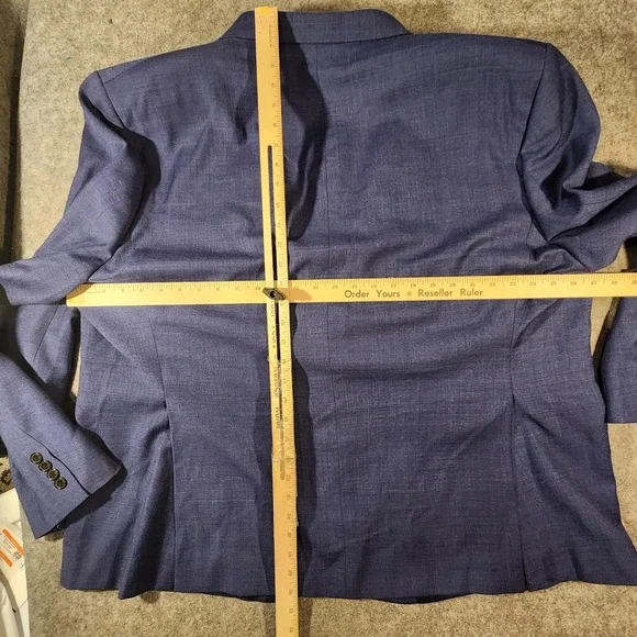 Vintage Ralph Lauren Blazer Mens 52R Blue Wool Blend Lined Two Button Sport Coat